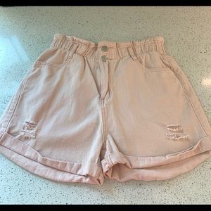 Light pink jean shorts, size Large, slightly used